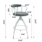 Okak 26Ensemble de 2 tabourets de bar pivotants modernes, tabourets de bar rembourrés hauteur comptoir avec dossier, chaises de bar pour îlot de cuisine