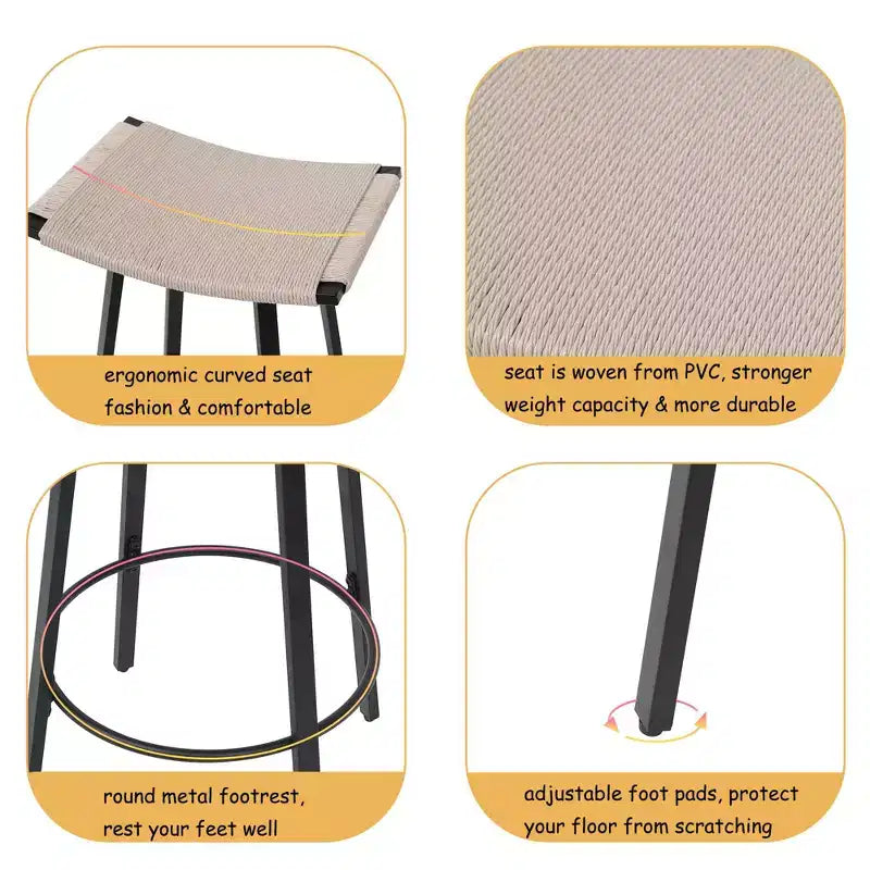 Okak 26Ensemble de 2 tabourets de bar pivotants modernes, tabourets de bar rembourrés hauteur comptoir avec dossier, chaises de bar pour îlot de cuisine