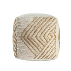 HomeRoots Pouf ottoman HomeRoots 18 po en jute et laine de coton naturel et blanc cassé à motif géométrique cube