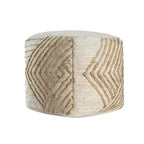 HomeRoots Pouf ottoman HomeRoots 18 po en jute et laine de coton naturel et blanc cassé à motif géométrique cube