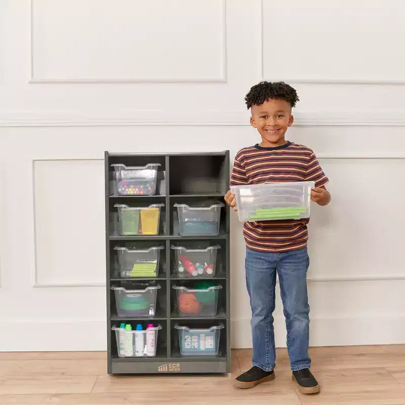 Meuble de rangement mobile ECR4Kids 10 casiers et 10 bacs à façade ouverte, 5x2, Mobilier pour enfants