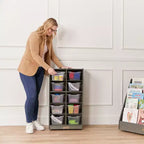 Meuble de rangement mobile ECR4Kids 10 casiers et 10 bacs à façade ouverte, 5x2, Mobilier pour enfants