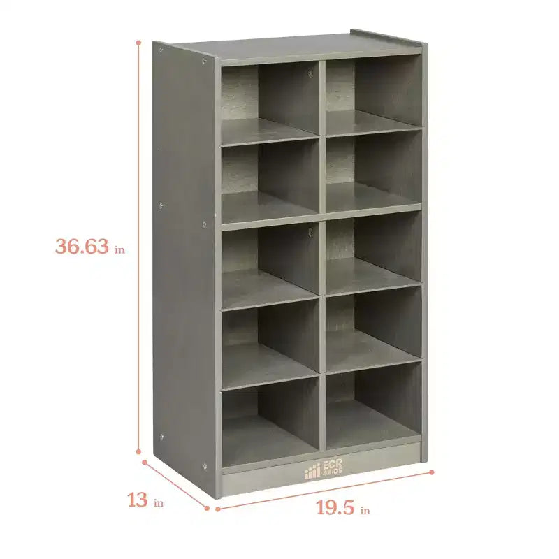 Meuble de rangement mobile ECR4Kids 10 casiers et 10 bacs à façade ouverte, 5x2, Mobilier pour enfants