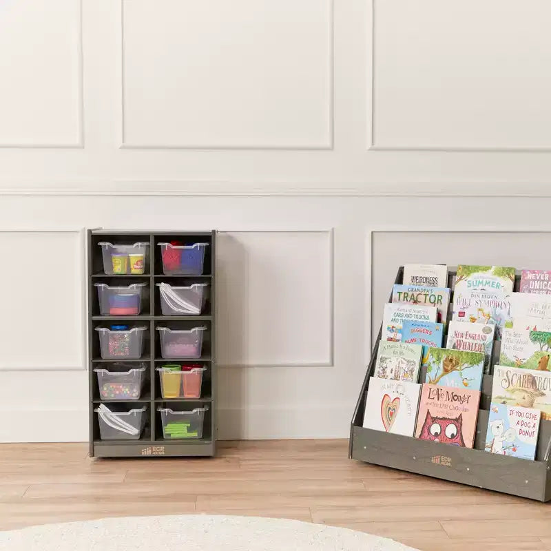 Meuble de rangement mobile ECR4Kids 10 casiers et 10 bacs à façade ouverte, 5x2, Mobilier pour enfants