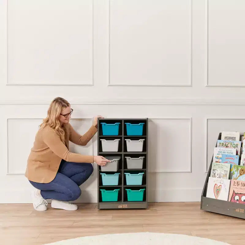 Meuble de rangement mobile ECR4Kids 10 casiers et 10 bacs à façade ouverte, 5x2, Mobilier pour enfants