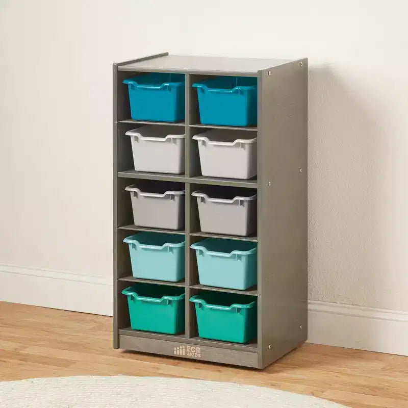 Meuble de rangement mobile ECR4Kids 10 casiers et 10 bacs à façade ouverte, 5x2, Mobilier pour enfants