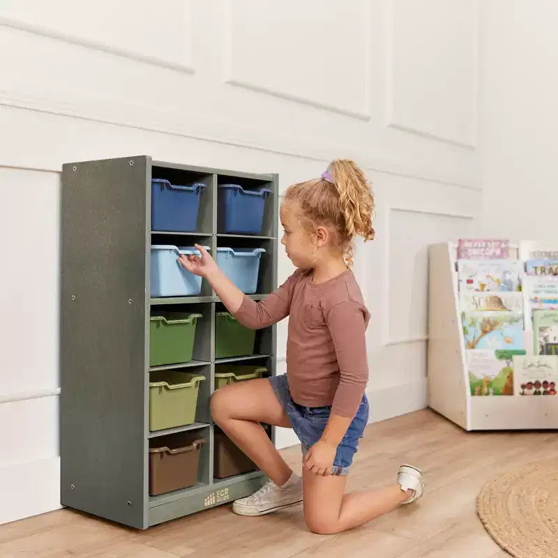 Meuble de rangement mobile ECR4Kids 10 casiers et 10 bacs à façade ouverte, 5x2, Mobilier pour enfants