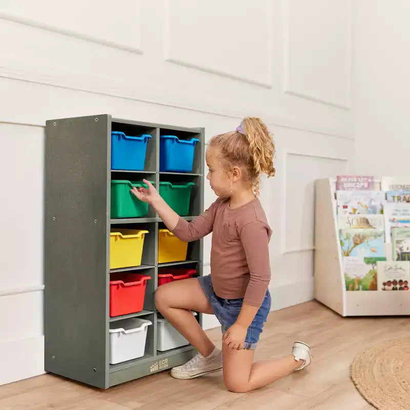 Meuble de rangement mobile ECR4Kids 10 casiers et 10 bacs à façade ouverte, 5x2, Mobilier pour enfants