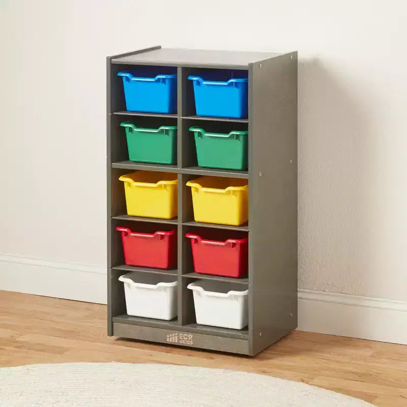 Meuble de rangement mobile ECR4Kids 10 casiers et 10 bacs à façade ouverte, 5x2, Mobilier pour enfants