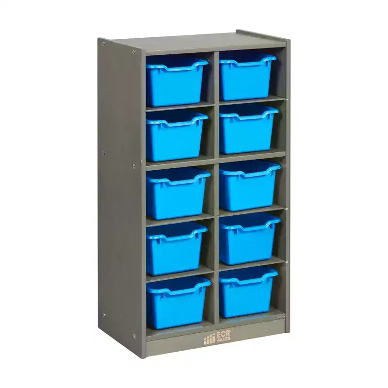 Meuble de rangement mobile ECR4Kids 10 casiers et 10 bacs à façade ouverte, 5x2, Mobilier pour enfants