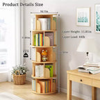 Étagère rotative à 5 niveaux, bibliothèque tournante à 360° pour la présentation, tour de bibliothèque rotative peu encombrante pour chambre, salon, bureau