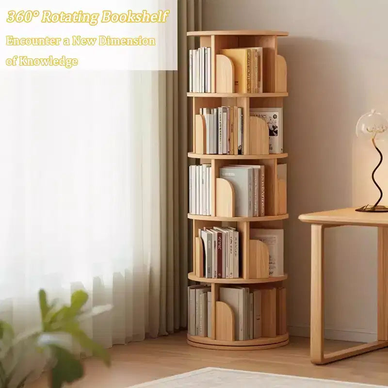 Étagère rotative à 5 niveaux, bibliothèque tournante à 360° pour la présentation, tour de bibliothèque rotative peu encombrante pour chambre, salon, bureau