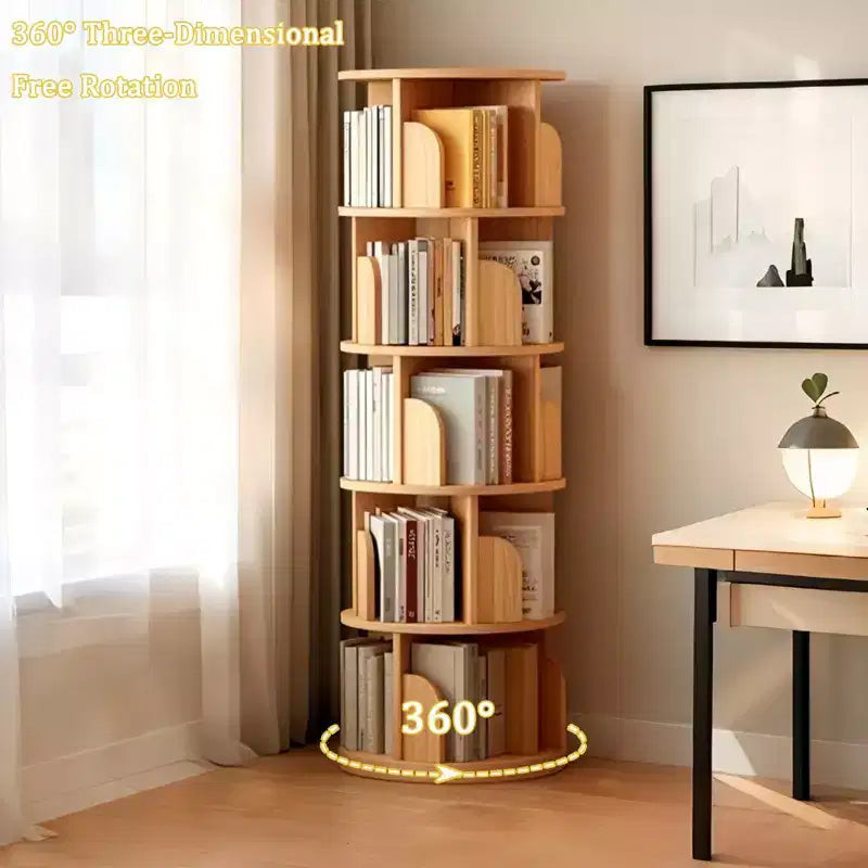 Étagère rotative à 5 niveaux, bibliothèque tournante à 360° pour la présentation, tour de bibliothèque rotative peu encombrante pour chambre, salon, bureau