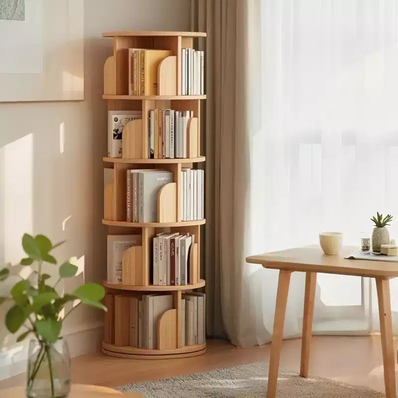 Étagère rotative à 5 niveaux, bibliothèque tournante à 360° pour la présentation, tour de bibliothèque rotative peu encombrante pour chambre, salon, bureau