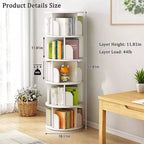 Étagère rotative à 5 niveaux, bibliothèque tournante à 360° pour la présentation, tour de bibliothèque rotative peu encombrante pour chambre, salon, bureau
