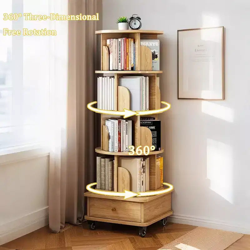 Étagère rotative à 5 niveaux, bibliothèque tournante à 360° pour la présentation, tour de bibliothèque rotative peu encombrante pour chambre, salon, bureau