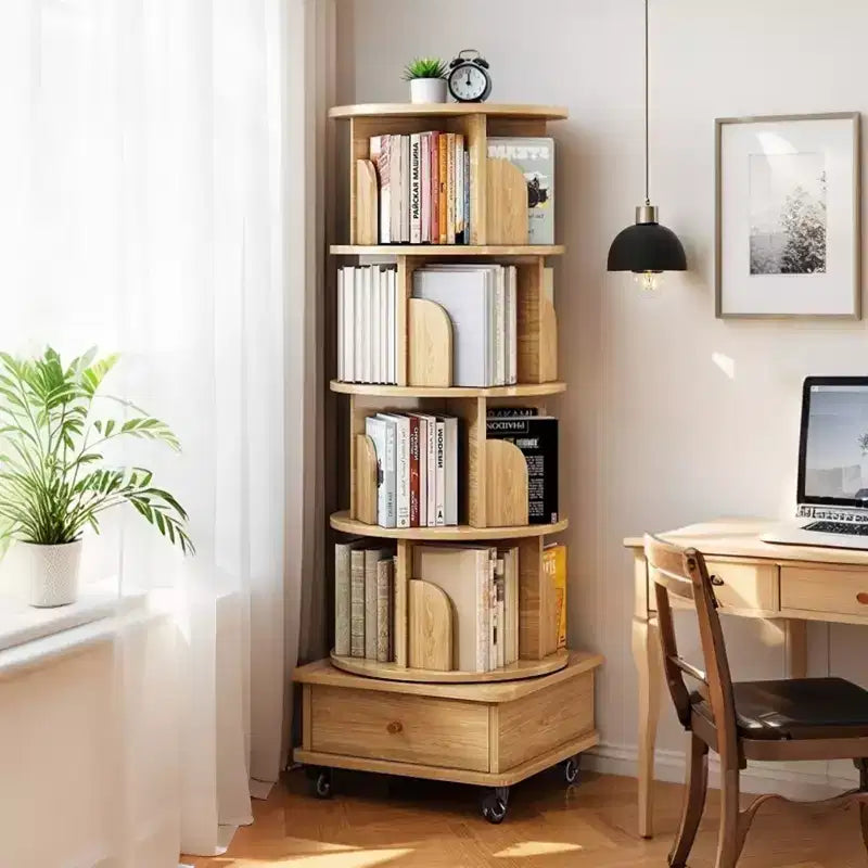Étagère rotative à 5 niveaux, bibliothèque tournante à 360° pour la présentation, tour de bibliothèque rotative peu encombrante pour chambre, salon, bureau