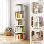 Étagère rotative à 5 niveaux, bibliothèque tournante à 360° pour la présentation, tour de bibliothèque rotative peu encombrante pour chambre, salon, bureau