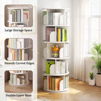 Étagère rotative à 5 niveaux, bibliothèque tournante à 360° pour la présentation, tour de bibliothèque rotative peu encombrante pour chambre, salon, bureau