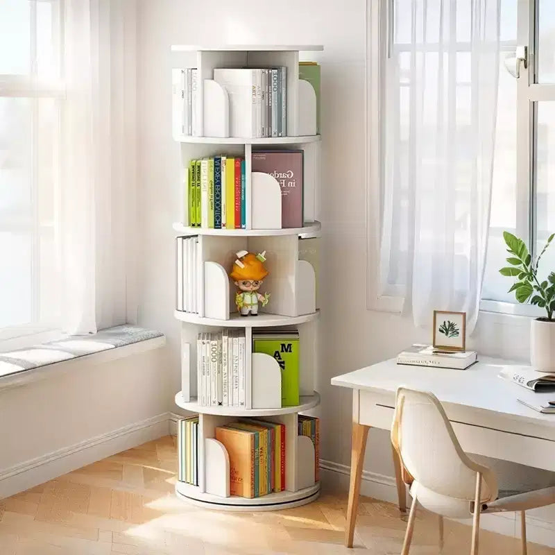 Étagère rotative à 5 niveaux, bibliothèque tournante à 360° pour la présentation, tour de bibliothèque rotative peu encombrante pour chambre, salon, bureau
