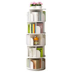 5 Tier Rotating Bookshelf, 360 Round Spinning Display Bookshelf, Space-Saving Rotating Bookshelf Tower For Bedroom, Living Room, Study