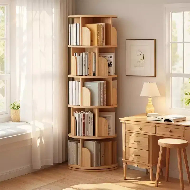 Étagère rotative à 5 niveaux, bibliothèque tournante à 360° pour la présentation, tour de bibliothèque rotative peu encombrante pour chambre, salon, bureau