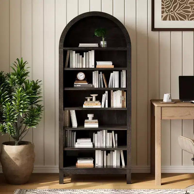 Meuble de rangement à chaussures arqué de 180 cm de haut pour entrée, organisateur de chaussures en bois à 7 niveaux avec étagères réglables, meuble d'exposition moderne pour couloir et chambre à coucher