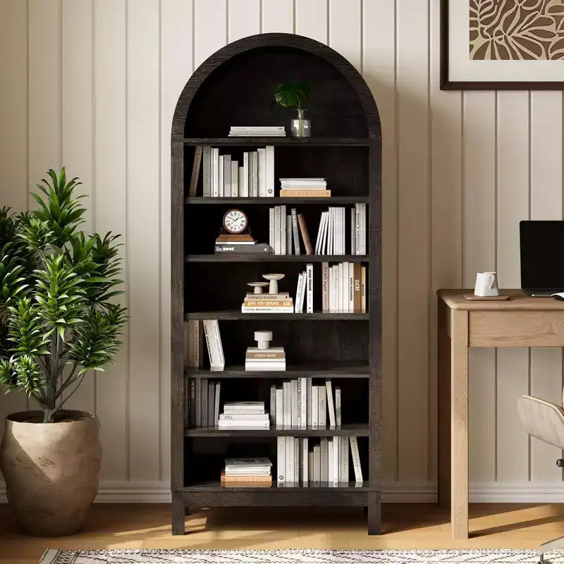 Meuble de rangement à chaussures arqué de 180 cm de haut pour entrée, organisateur de chaussures en bois à 7 niveaux avec étagères réglables, meuble d'exposition moderne pour couloir et chambre à coucher