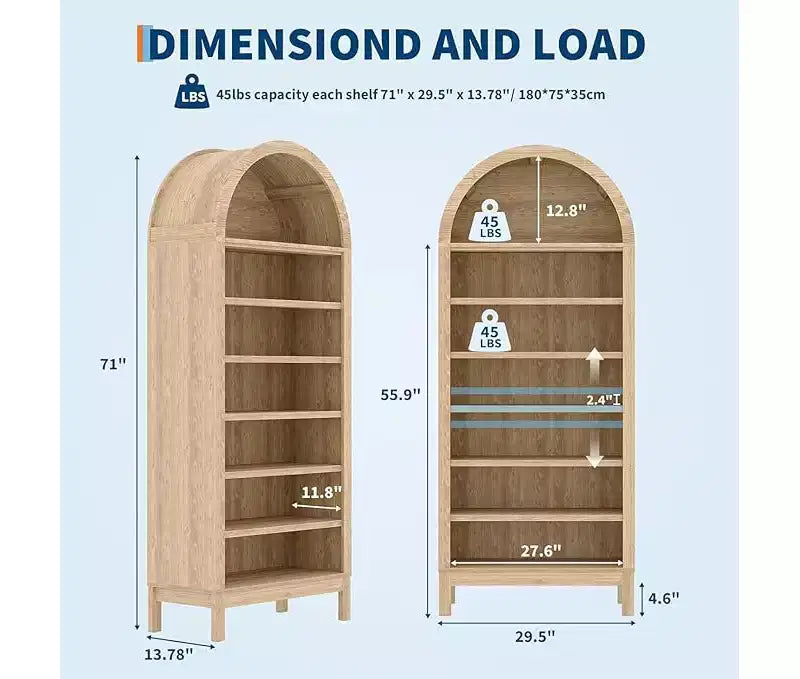 Meuble de rangement à chaussures arqué de 180 cm de haut pour entrée, organisateur de chaussures en bois à 7 niveaux avec étagères réglables, meuble d'exposition moderne pour couloir et chambre à coucher