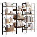4 Tier Industrial Bookshelf,Triple Column Design with Various Open Display Shelves,Rustic Bookcase&Standing Shelving Organizer for Office,Living Room