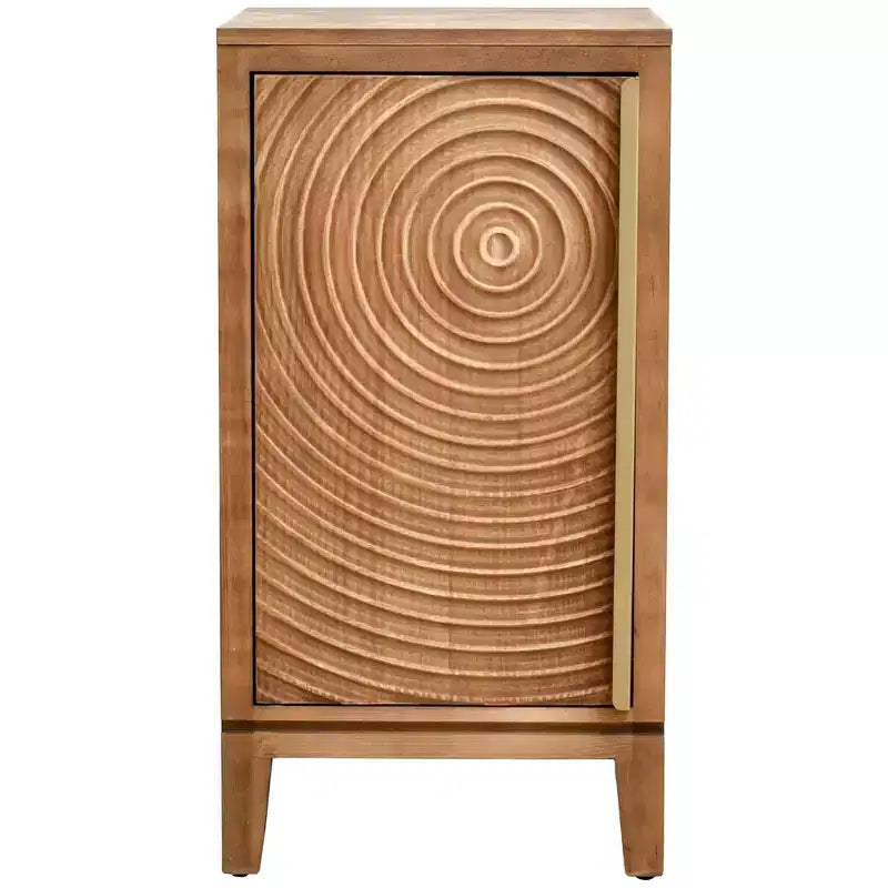 Table d'appoint eHemco Geometric Ripple avec rangement, style rétro moderne, 41,9 x 35,6 x 78,7 cm, mobilier de salon intérieur, finition naturelle
