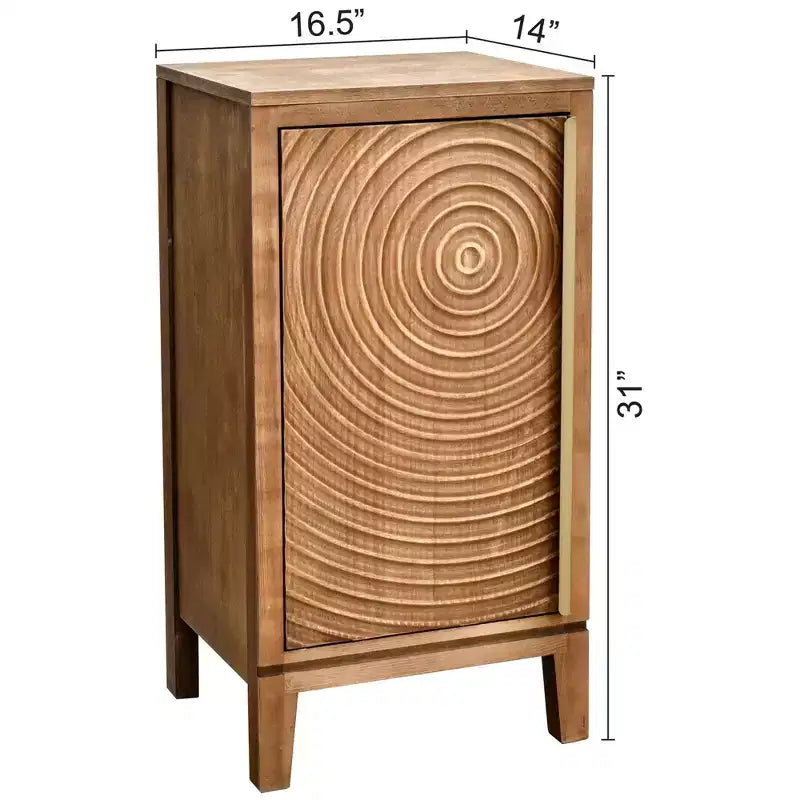 Table d'appoint eHemco Geometric Ripple avec rangement, style rétro moderne, 41,9 x 35,6 x 78,7 cm, mobilier de salon intérieur, finition naturelle