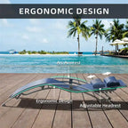 Chaises longues de piscine, transats d'extérieur réglables en aluminium, utilisation toutes saisons pour terrasses, pelouses, bords de piscine, jardins (Bleu, 2 chaises longues + 1 table)
