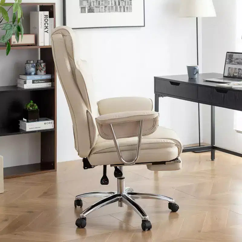 Chaise de bureau de direction à dossier haut, chaise de bureau ergonomique avec assise extra large, support lombaire et accoudoirs rembourrés, chaise de bureau à roulettes pivotante pour la maison