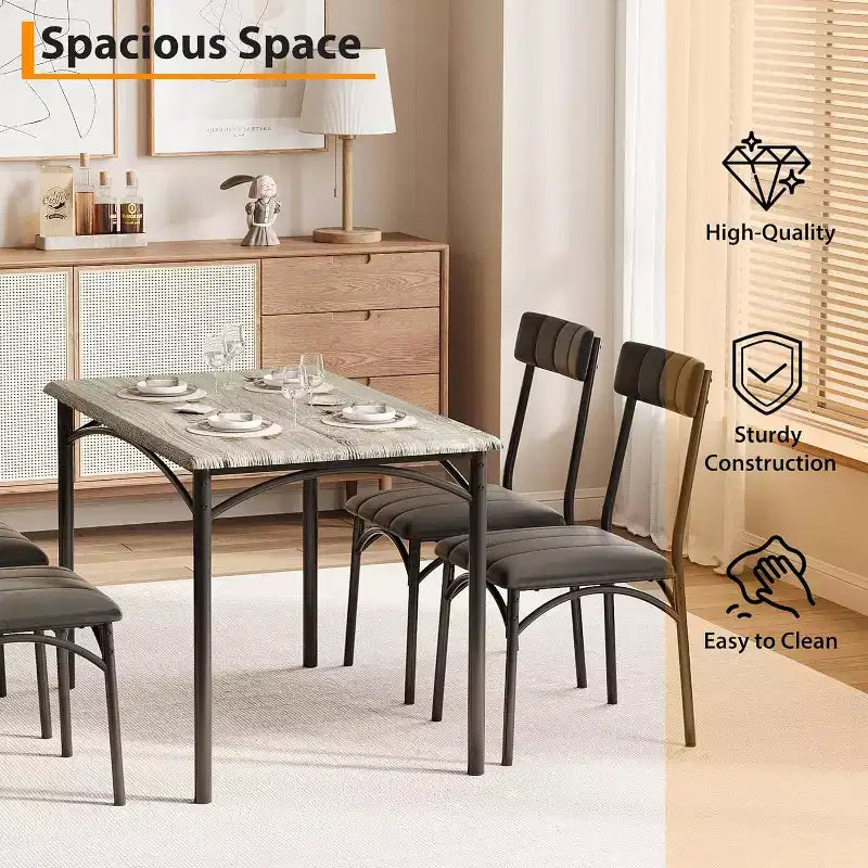 Lot de 4 chaises de salle à manger style industriel - Chaises ergonomiques épaissies pour coin-repas, meubles d'appartement avec cadre en bois