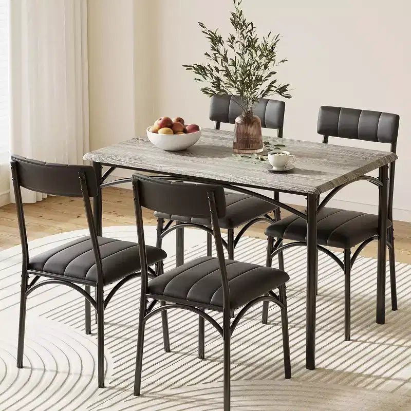 Lot de 4 chaises de salle à manger style industriel - Chaises ergonomiques épaissies pour coin-repas, meubles d'appartement avec cadre en bois