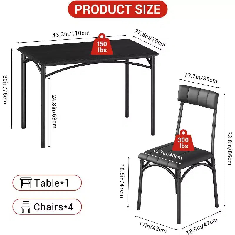 Lot de 4 chaises de salle à manger style industriel - Chaises ergonomiques épaissies pour coin-repas, meubles d'appartement avec cadre en bois