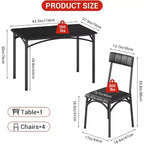 Lot de 4 chaises de salle à manger style industriel - Chaises ergonomiques épaissies pour coin-repas, meubles d'appartement avec cadre en bois