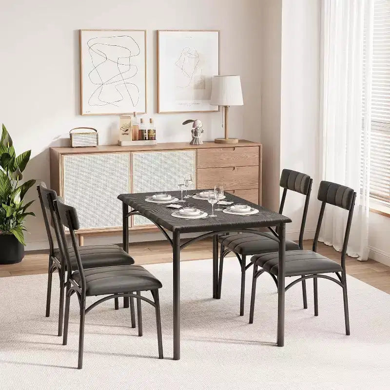 Lot de 4 chaises de salle à manger style industriel - Chaises ergonomiques épaissies pour coin-repas, meubles d'appartement avec cadre en bois