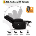 Fauteuil inclinable électrique avec fonctions de chauffage et de massage, en cuir PU, conçu pour les personnes âgées et à mobilité réduite