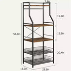 Étagère à micro-ondes rustique à 5 niveaux, meuble de rangement avec pieds réglables et kit anti-basculement