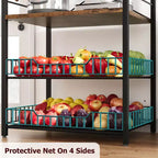 Étagère à micro-ondes rustique à 5 niveaux, meuble de rangement avec pieds réglables et kit anti-basculement