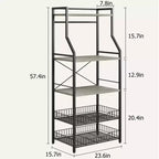 Étagère à micro-ondes rustique à 5 niveaux, meuble de rangement avec pieds réglables et kit anti-basculement