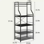 Étagère à micro-ondes rustique à 5 niveaux, meuble de rangement avec pieds réglables et kit anti-basculement