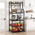 5-Tier Rustic Microwave Stand, Storage Rack with Adjustable Feet and Anti-Tip Kit