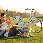 NAYSAYE Vélo de plage Cruiser 24 pouces pour femme, vélo de ville 7 vitesses avec double frein en V, vélo de ville pour adulte femme, homme