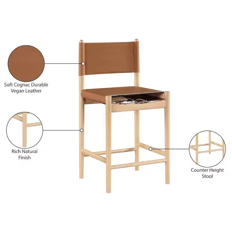 Tabouret de comptoir Meridian Furniture Rawlins en similicuir vegan