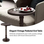 COZAYH Table d'appoint piédestal à plateau pour boisson, lampe, plante, marron foncé, lot de 2