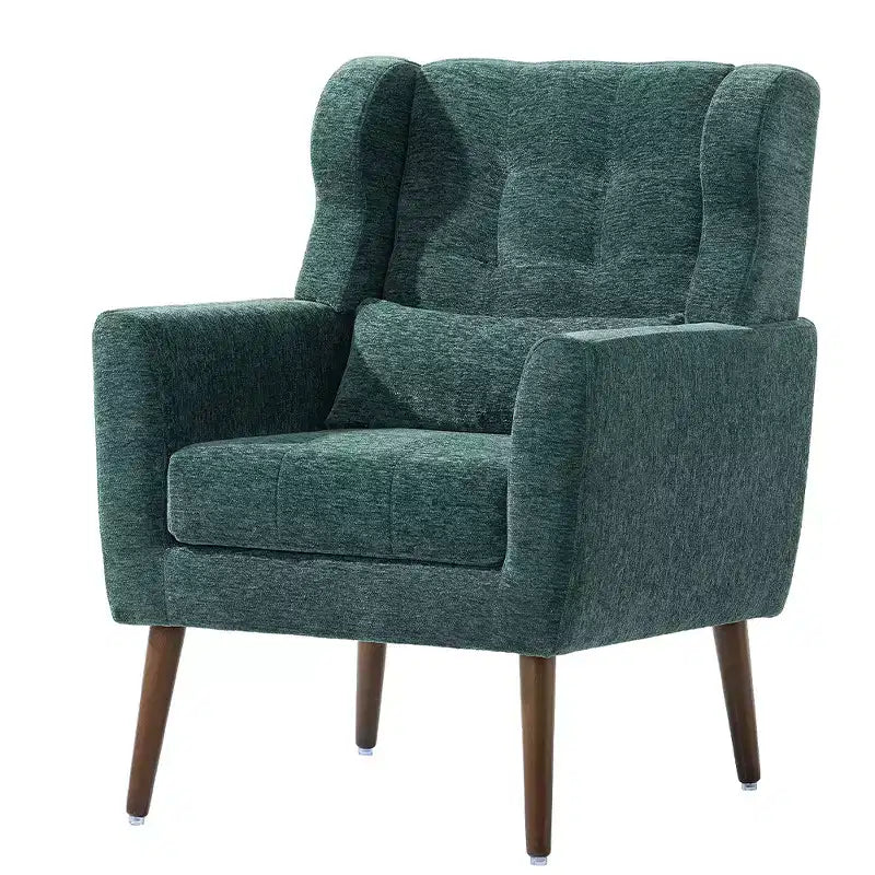 Fauteuil d'appoint moderne en chenille, dossier haut capitonné, coussin en mousse, fauteuil de salon rembourré pour chambre ou salon.