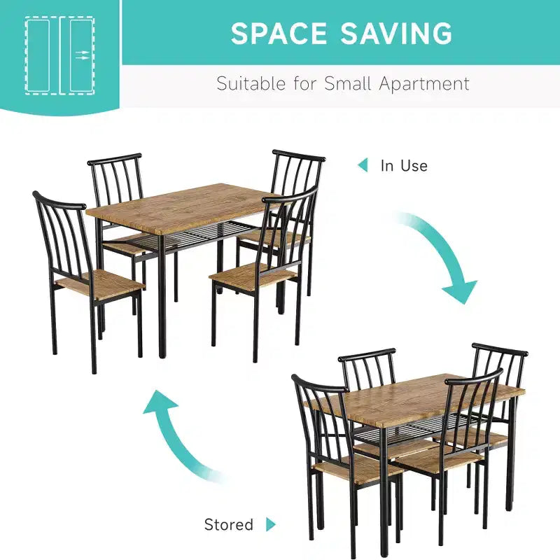 Ensemble table à manger moderne pour 4 personnes, table de cuisine en métal et bois, ensemble table de cuisine carrée, pour coin repas, salon